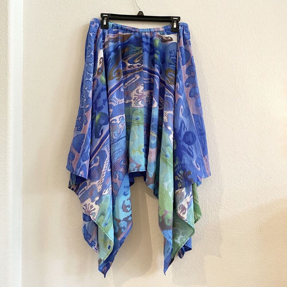 Lucky & Coco Skirt L Asymmetrical Blue Watercolor ‎ Lightweight Skirt Polyester